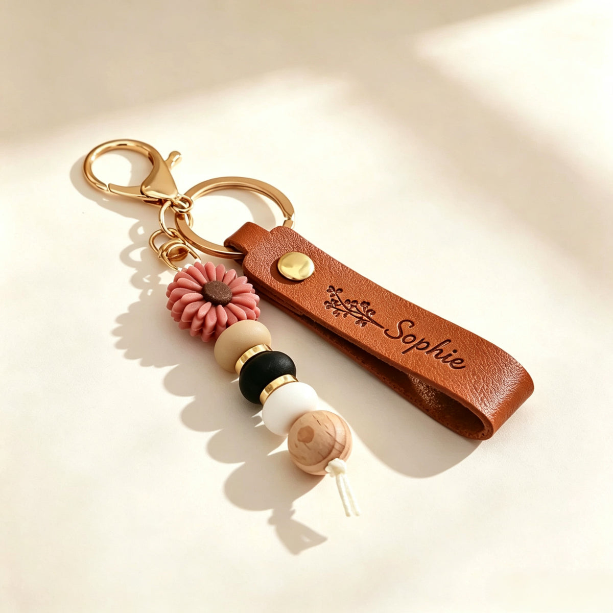 Personalised Daisy Keychain | Engraved Name Keyring