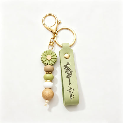 Personalised Daisy Keychain | Engraved Name Keyring