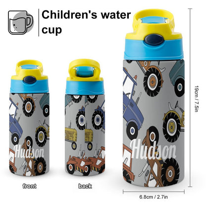 Personalised Kids Water Bottle - Tractor