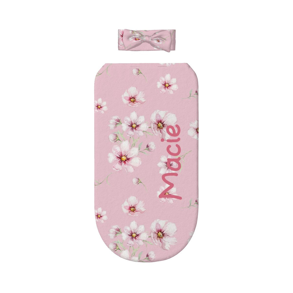 Personalised Baby Swaddle & Headband Set - Camellia