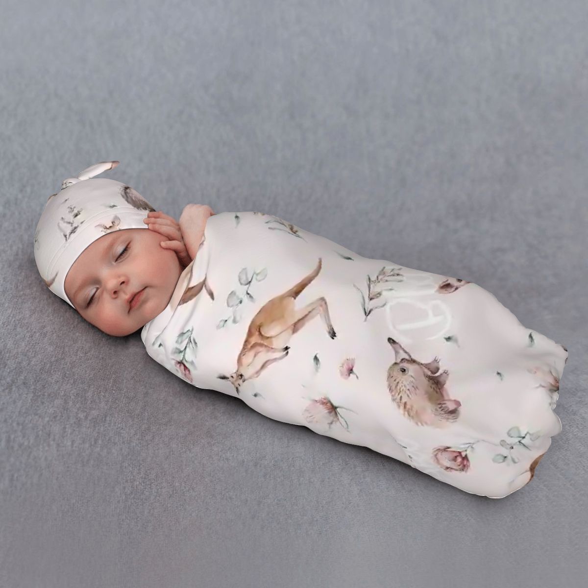 Personalised Baby Swaddle & Beanie Set - Australiana