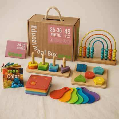 Wooden Montessori Educational Toy Box for Baby 25-36 Months