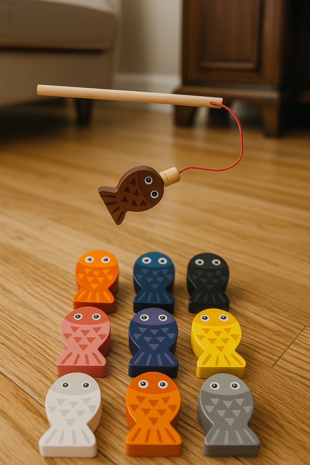 Wooden Six-in-One Matching Board: Numbers & Shapes