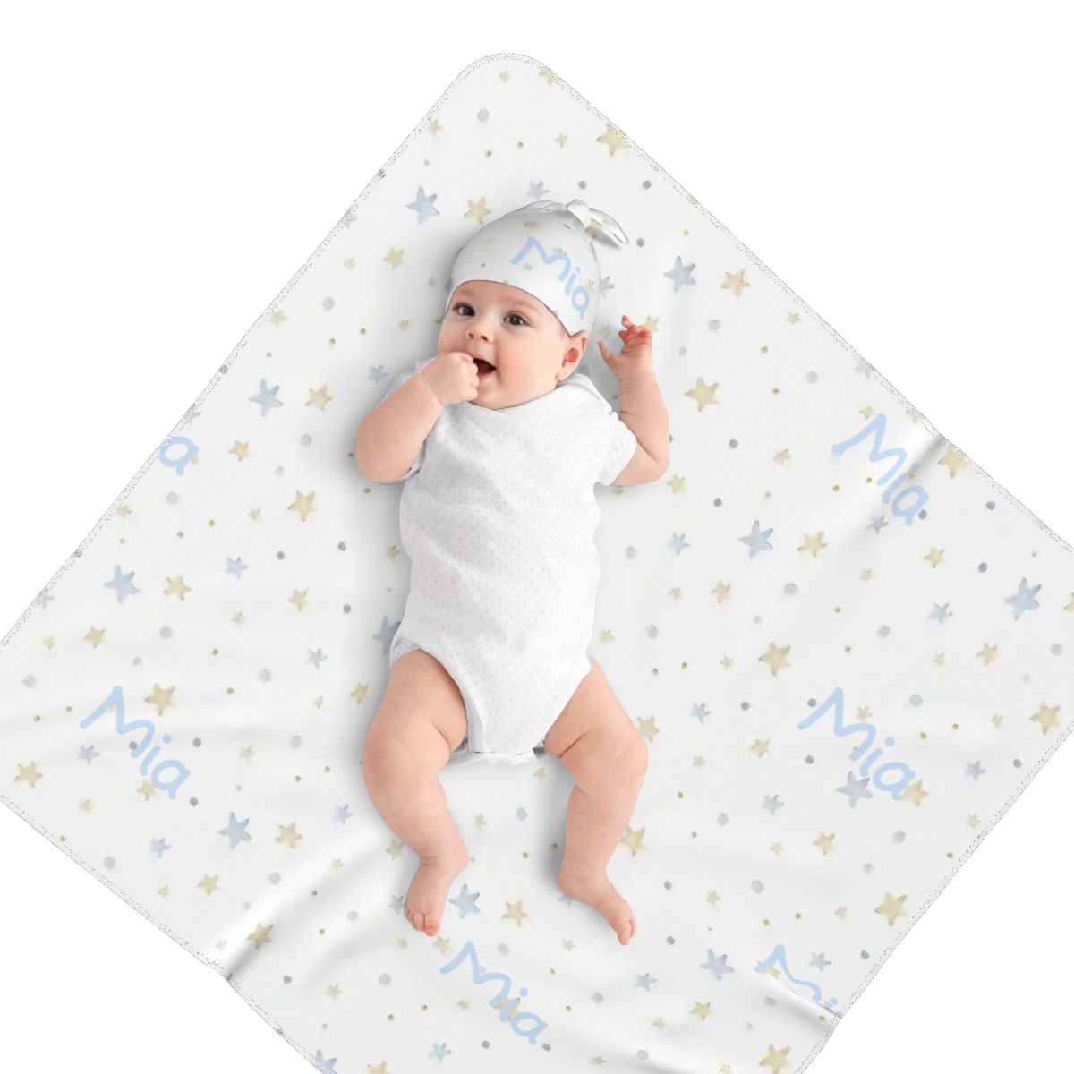 Personalised Baby Swaddle & Beanie Set - Star