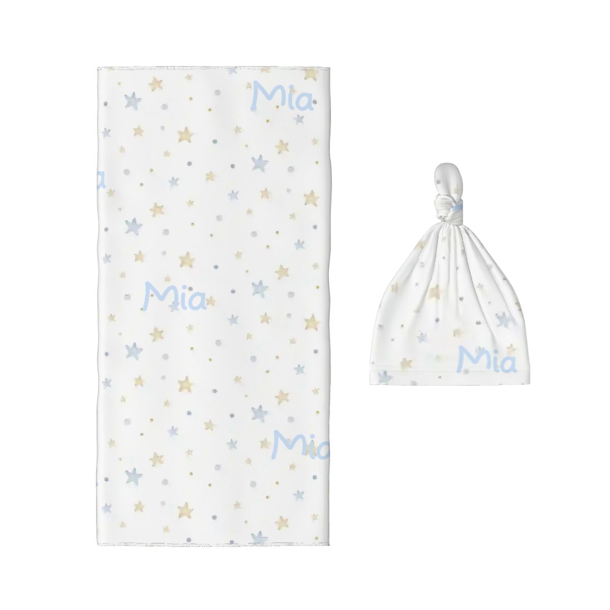 Personalised Baby Swaddle & Beanie Set - Star