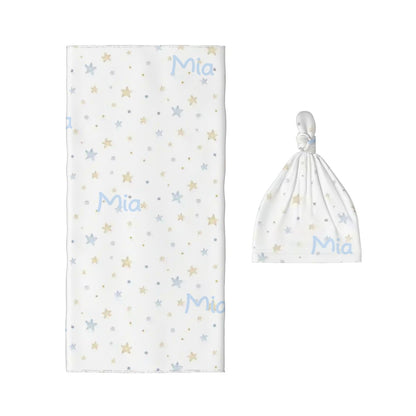 Personalised Baby Swaddle & Beanie Set - Star
