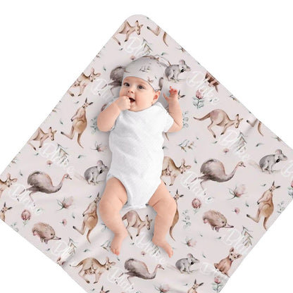 Personalised Baby Swaddle & Beanie Set - Australiana