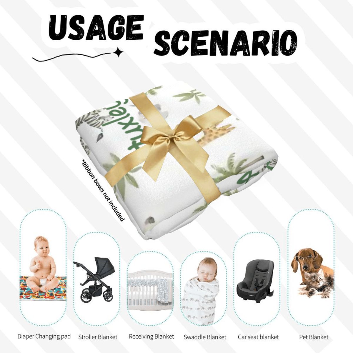 Personalised Baby Swaddle & Beanie Set - Safari