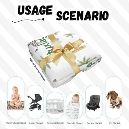 Personalised Baby Swaddle & Beanie Set - Safari