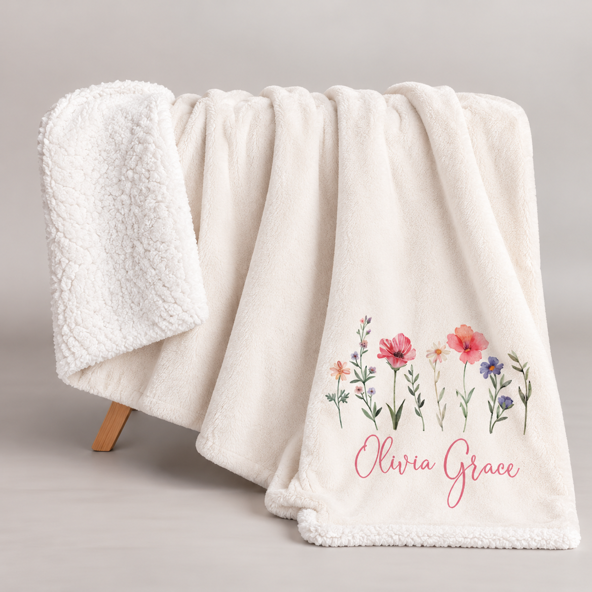 Personalised Baby Sherpa Blanket - Wildflowers