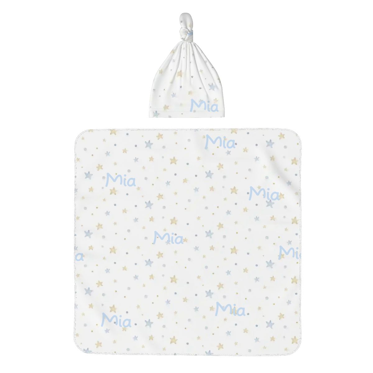 Personalised Baby Swaddle & Beanie Set - Star