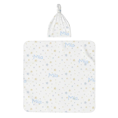 Personalised Baby Swaddle & Beanie Set - Star