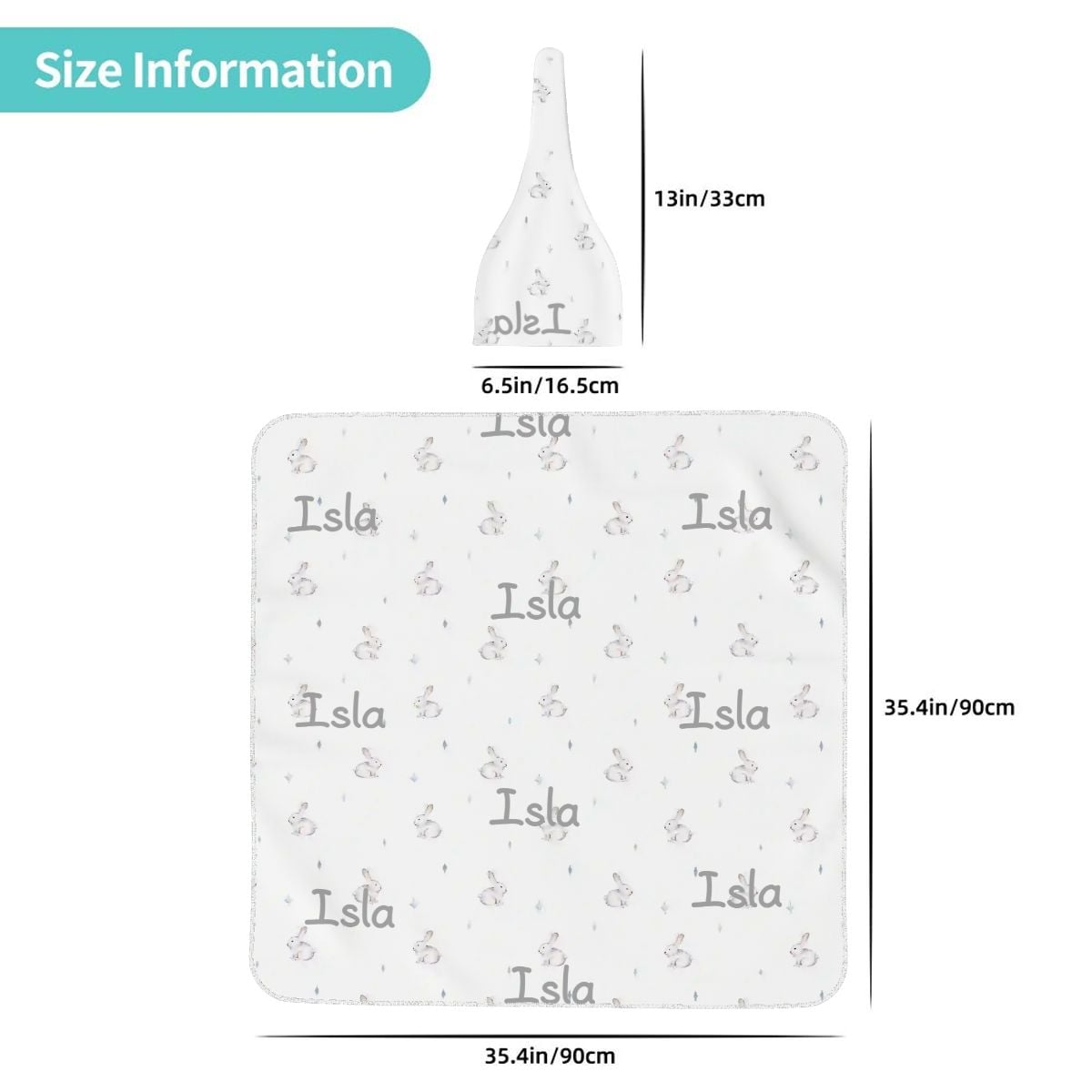 Personalised Baby Swaddle & Beanie Set - Bunny