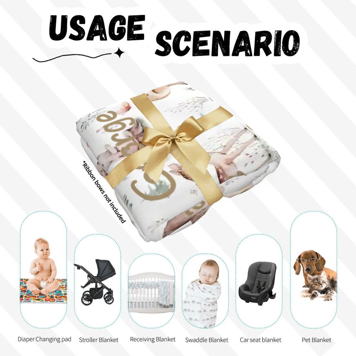 Personalised Baby Swaddle & Beanie Set - Woodlands