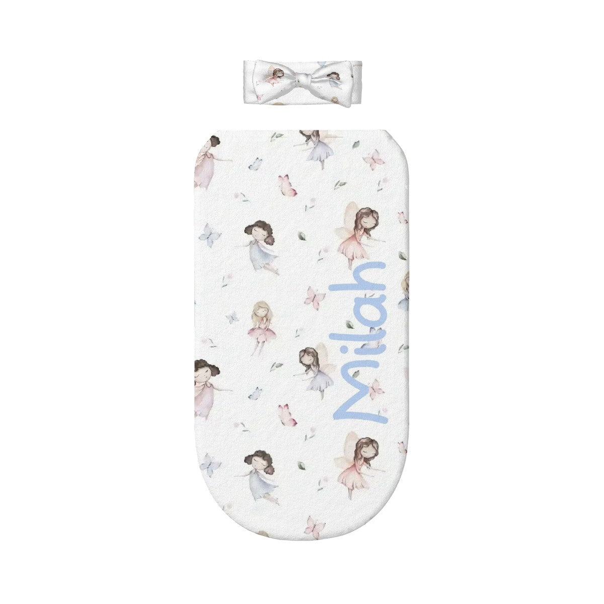 Personalised Baby Swaddle & Headband Set - Fairy