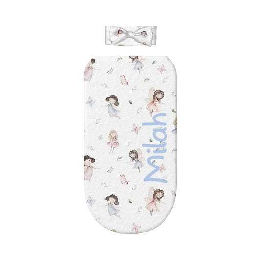 Personalised Baby Swaddle & Headband Set - Fairy