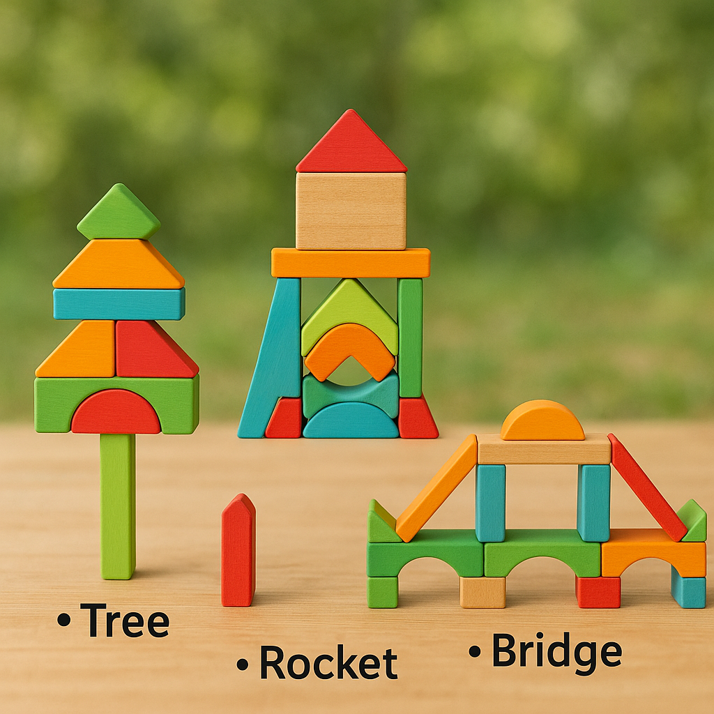 Eco Wooden Building Blocks 50pcs – Montessori Toy