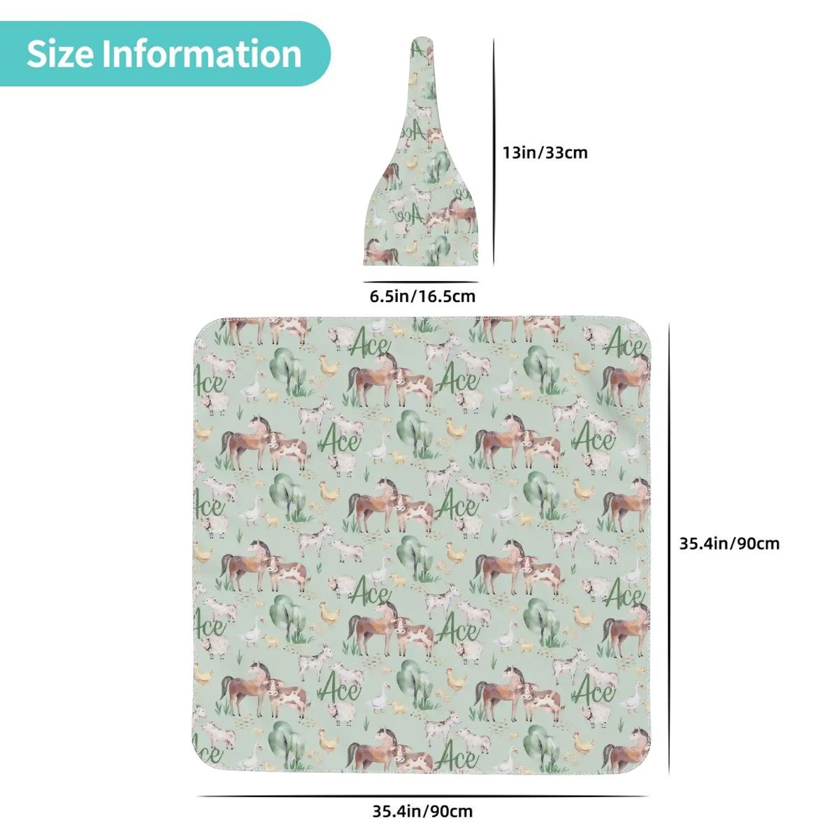Personalised Baby Swaddle & Beanie Set - Farm
