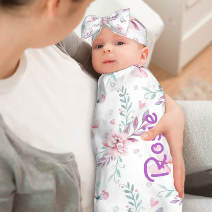 Personalised Baby Swaddle & Headband Set - Butterfly