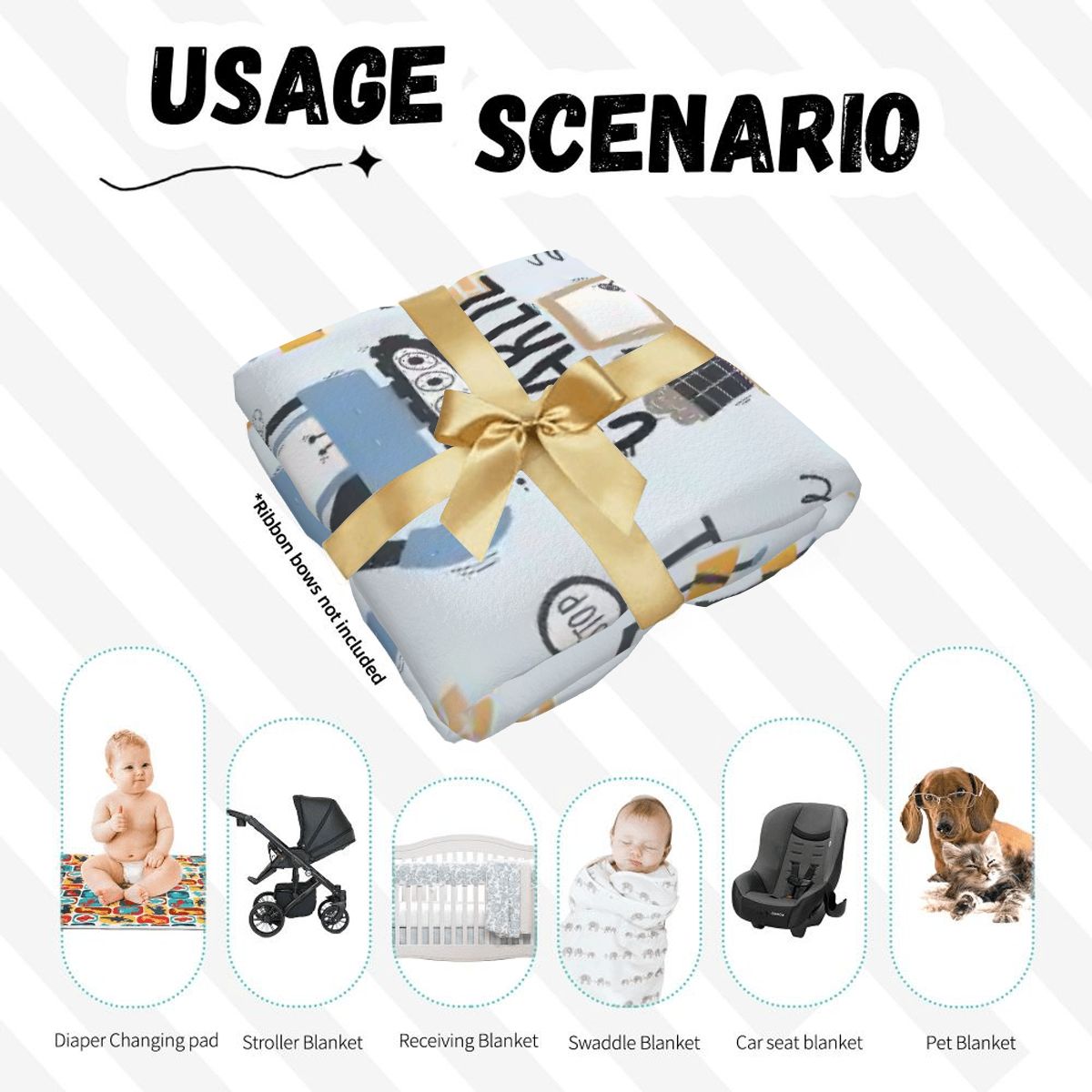 Personalised Baby Swaddle & Beanie Set - Construction