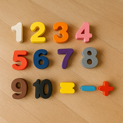 Wooden Six-in-One Matching Board: Numbers & Shapes
