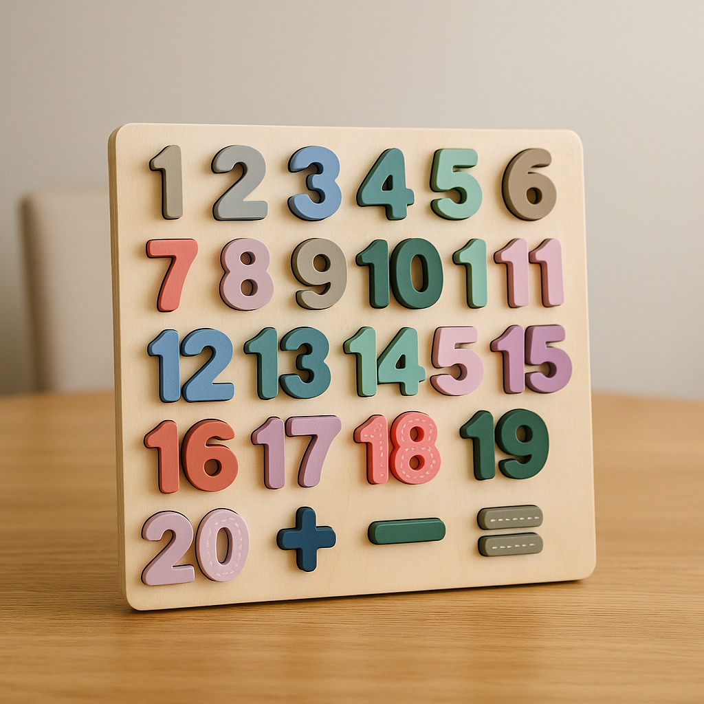 Wooden Number & Math Symbols Puzzle Board