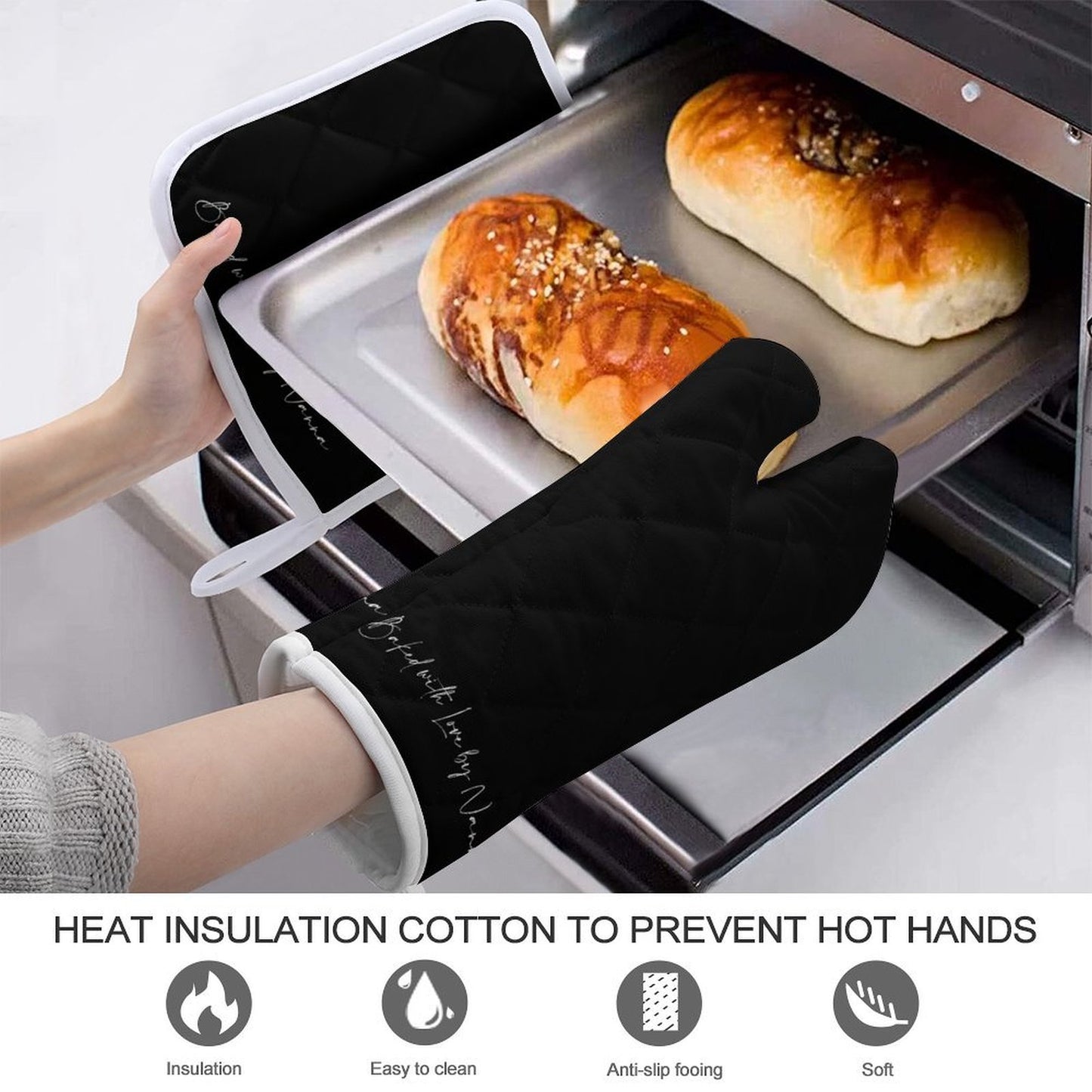 Oven Mitt & Pot Holder Set - Black