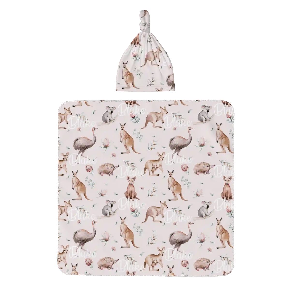 Personalised Baby Swaddle & Beanie Set - Australiana