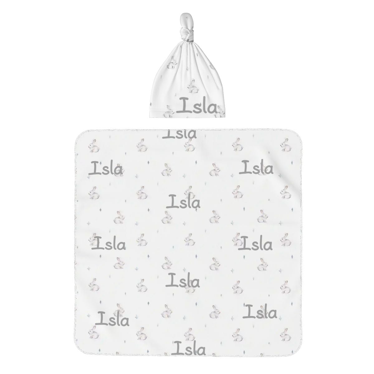 Personalised Baby Swaddle & Beanie Set - Bunny