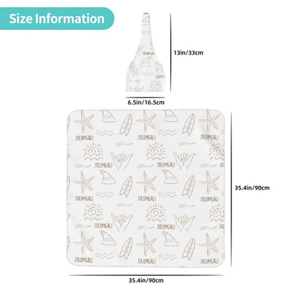 Personalised Baby Swaddle & Beanie Set - Surf