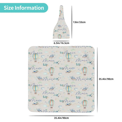 Personalised Baby Swaddle & Beanie Set - Flight