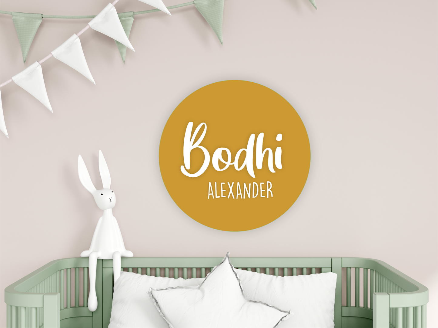 Personalised Acrylic Round Name Sign for Nursery Décor - 2 NAMES
