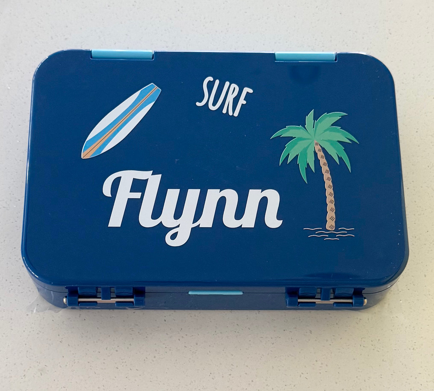 Blue Lunch Box with name Flynn