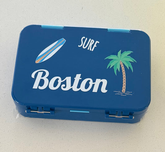 Blue Lunch Box with name Boston