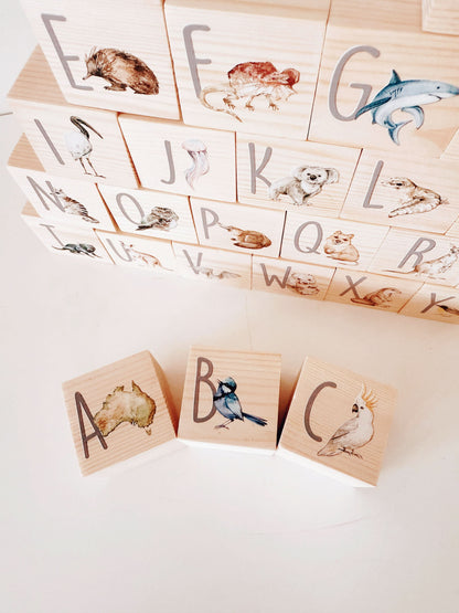 Australian Animal Wooden Alphabet Blocks