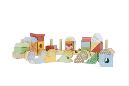 Wooden Stacking Blocks Train – Educational Montessori Toy for Toddlers