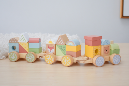 Wooden Stacking Blocks Train – Educational Montessori Toy for Toddlers