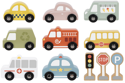 Wooden Transportation & Street Sign Set | Montessori Learning Toy for Toddlers