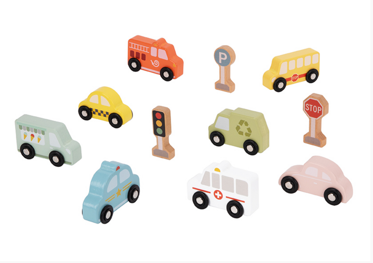 Wooden Transportation & Street Sign Set | Montessori Learning Toy for Toddlers