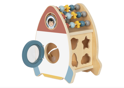 Activity Space Rocket – 6-in-1 Wooden Educational Toy for Toddlers