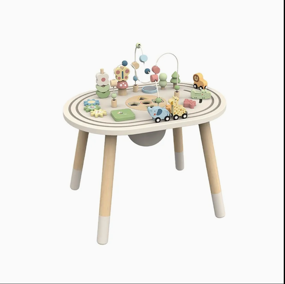 Wooden Activity Table | Animal & Shape Matching Maze Toy for Toddlers