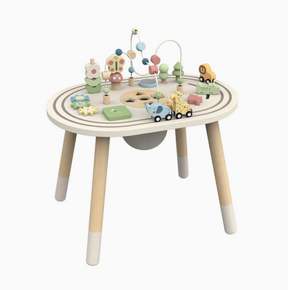 Wooden Activity Table | Animal & Shape Matching Maze Toy for Toddlers