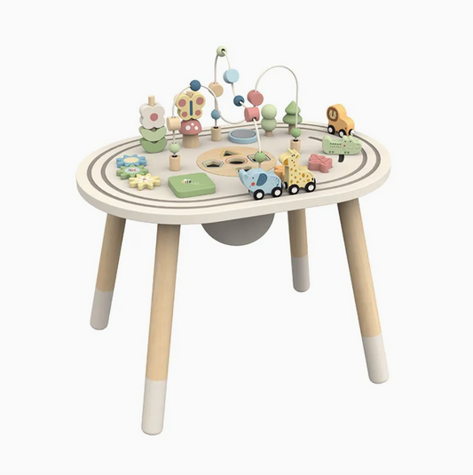 Wooden Activity Table | Animal & Shape Matching Maze Toy for Toddlers