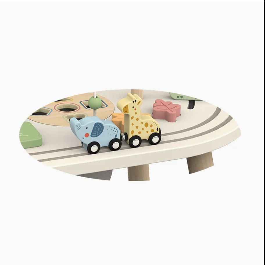 Wooden Activity Table | Animal & Shape Matching Maze Toy for Toddlers