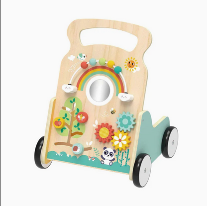 Wooden Baby Walker – 5-in-1 Activity Center & Push Cart