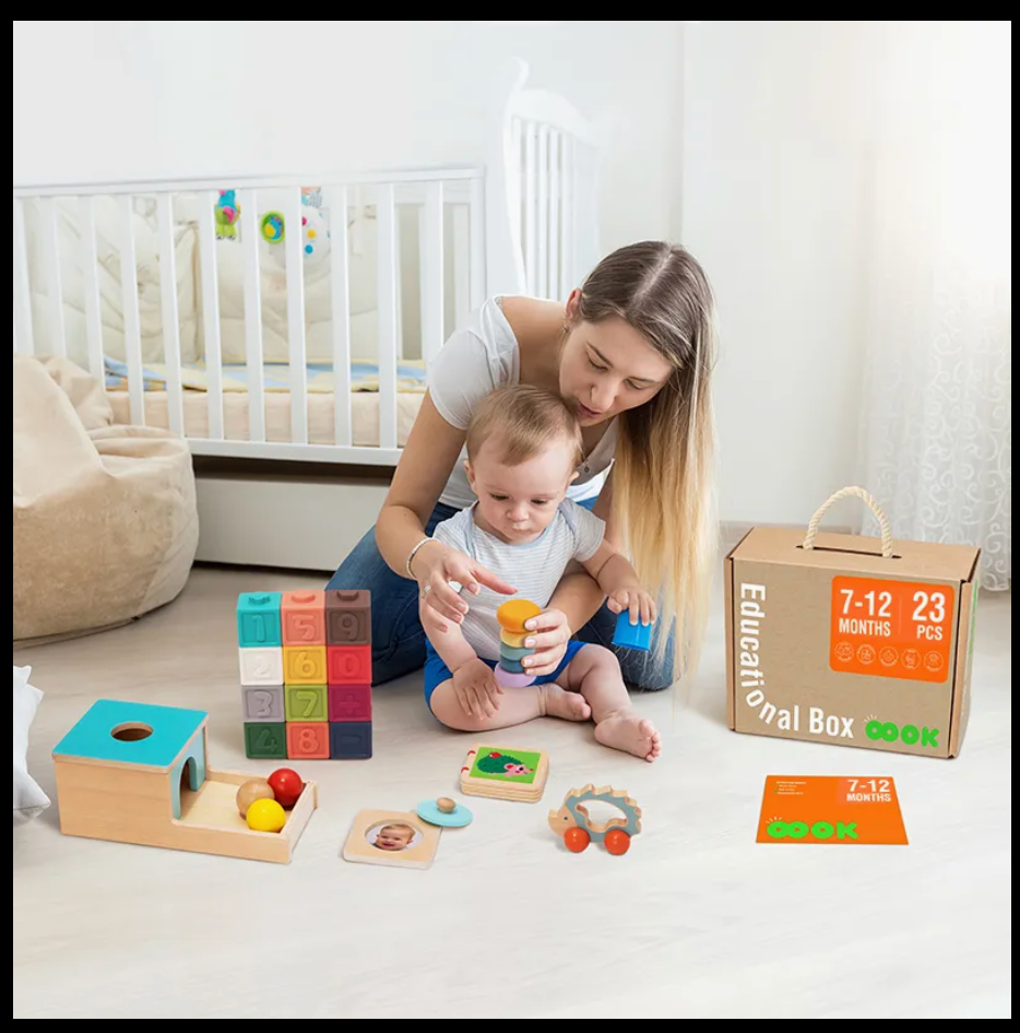 Wooden Montessori Educational Toy Box for Baby 7-12 Months