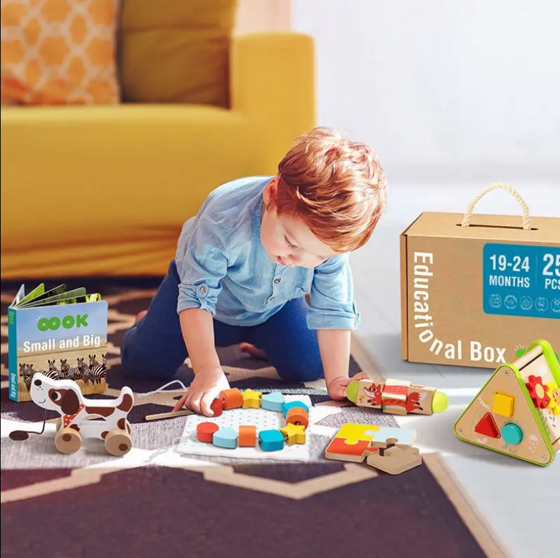 Wooden Montessori Educational Toy Box for Baby 19-24 Months