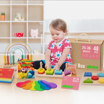Wooden Montessori Educational Toy Box for Baby 25-36 Months