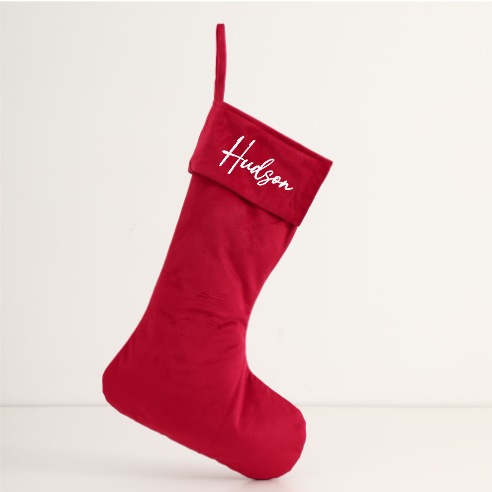 Red Stocking with Hudson