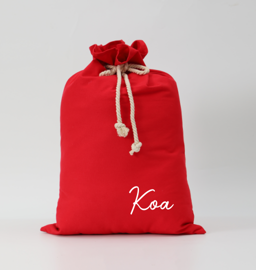 Red Canvas Santa Sack with Koa